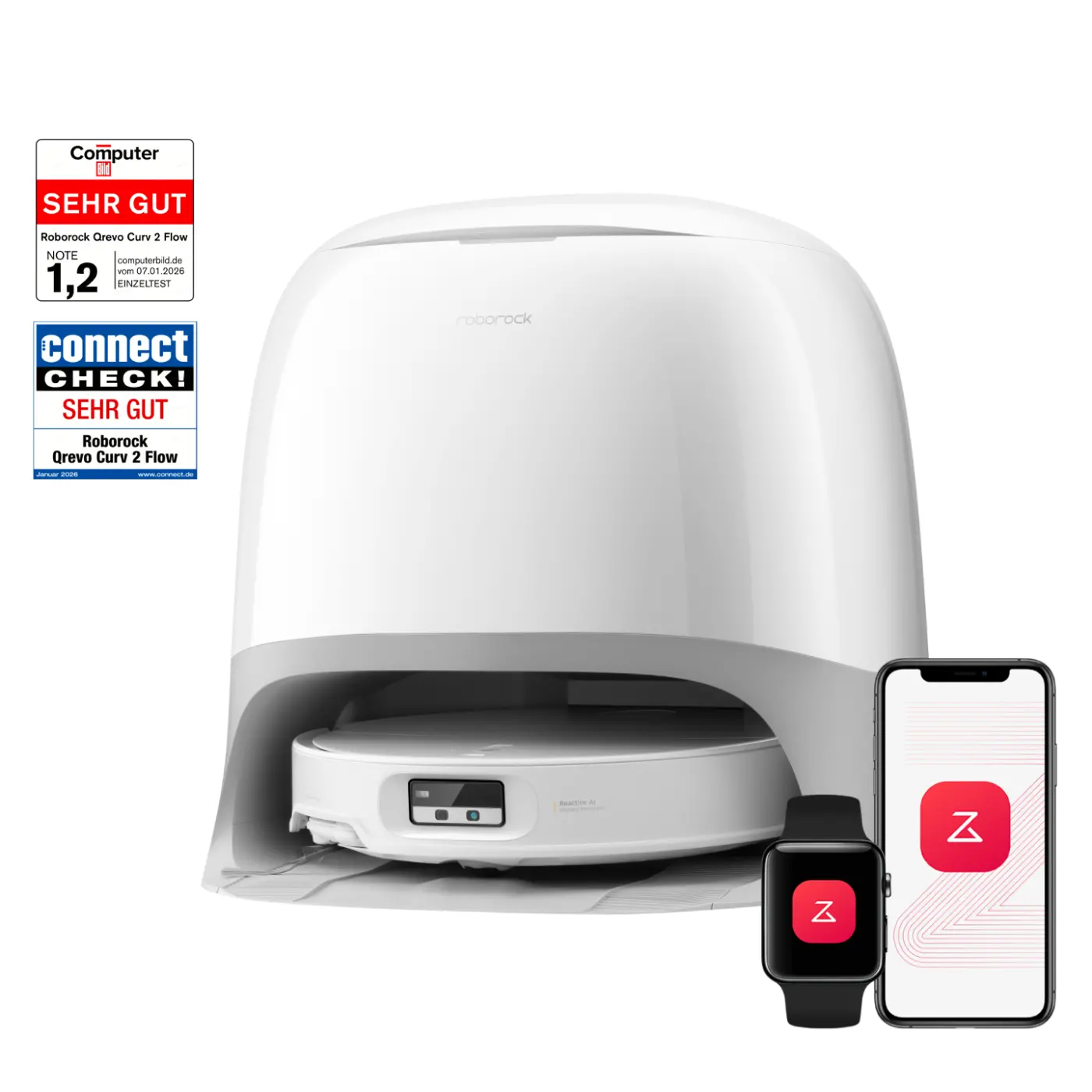 Roborock Qrevo Curv 2 Flow — Produktfoto